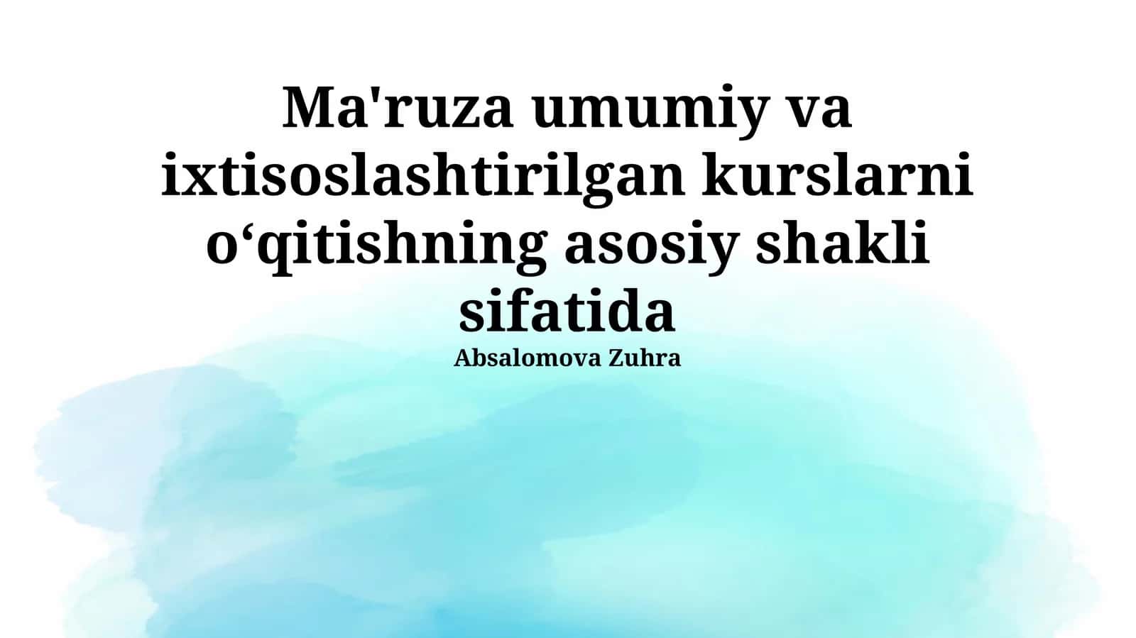 Ma'ruzaning ta'rifi 1