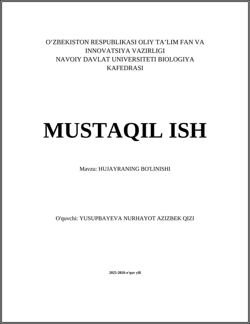Hujayraning bo'linishi 1