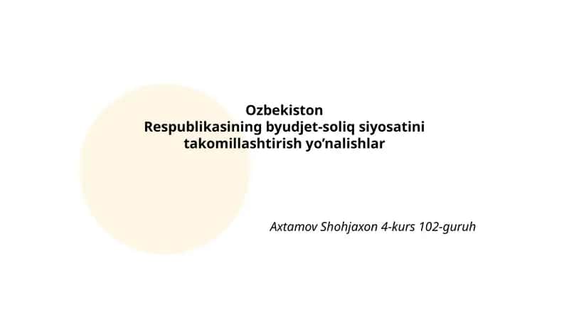 Byudjet-Soliq Siyosati 1