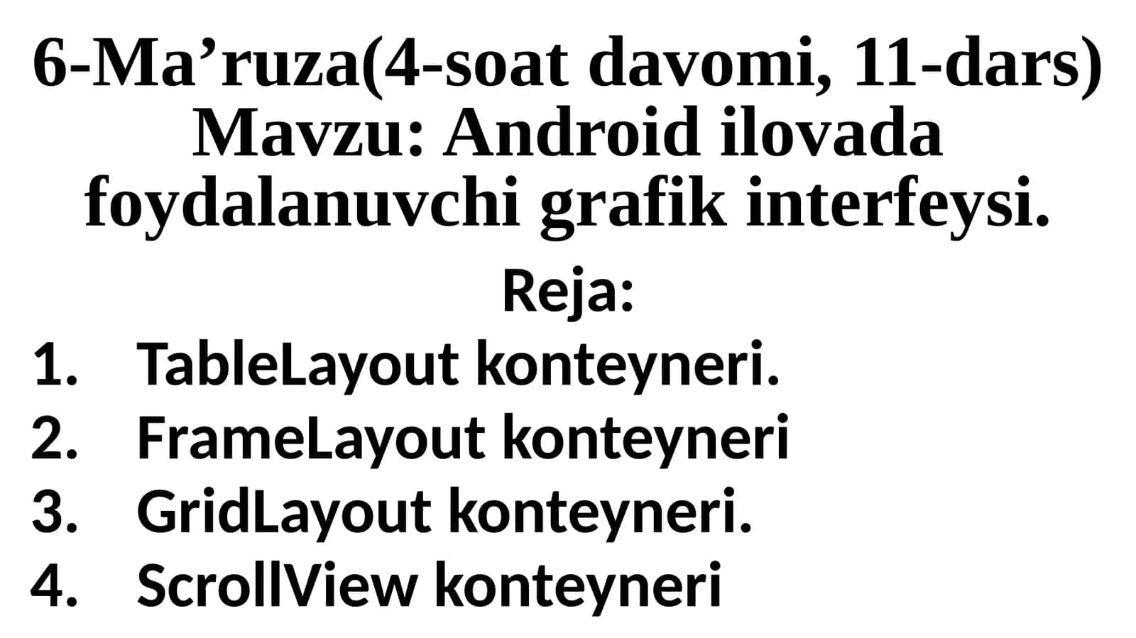 Androidilovada foydalanuvchi grafik interfeysi 1