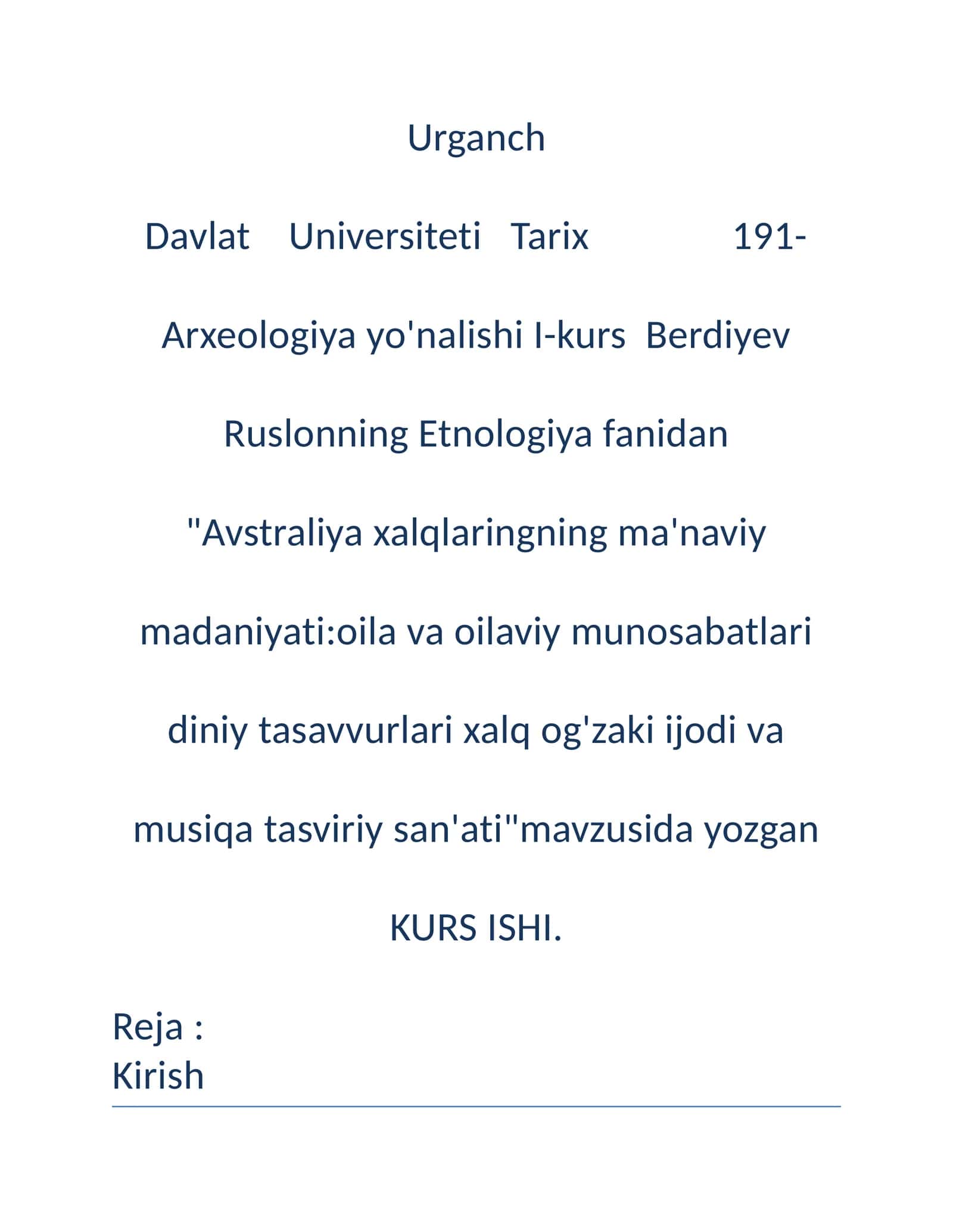 Avstraliya xalqlaringning ma'naviy madaniyati 1