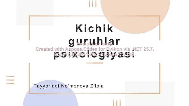 Kichik guruhlar psixologiyasi 1