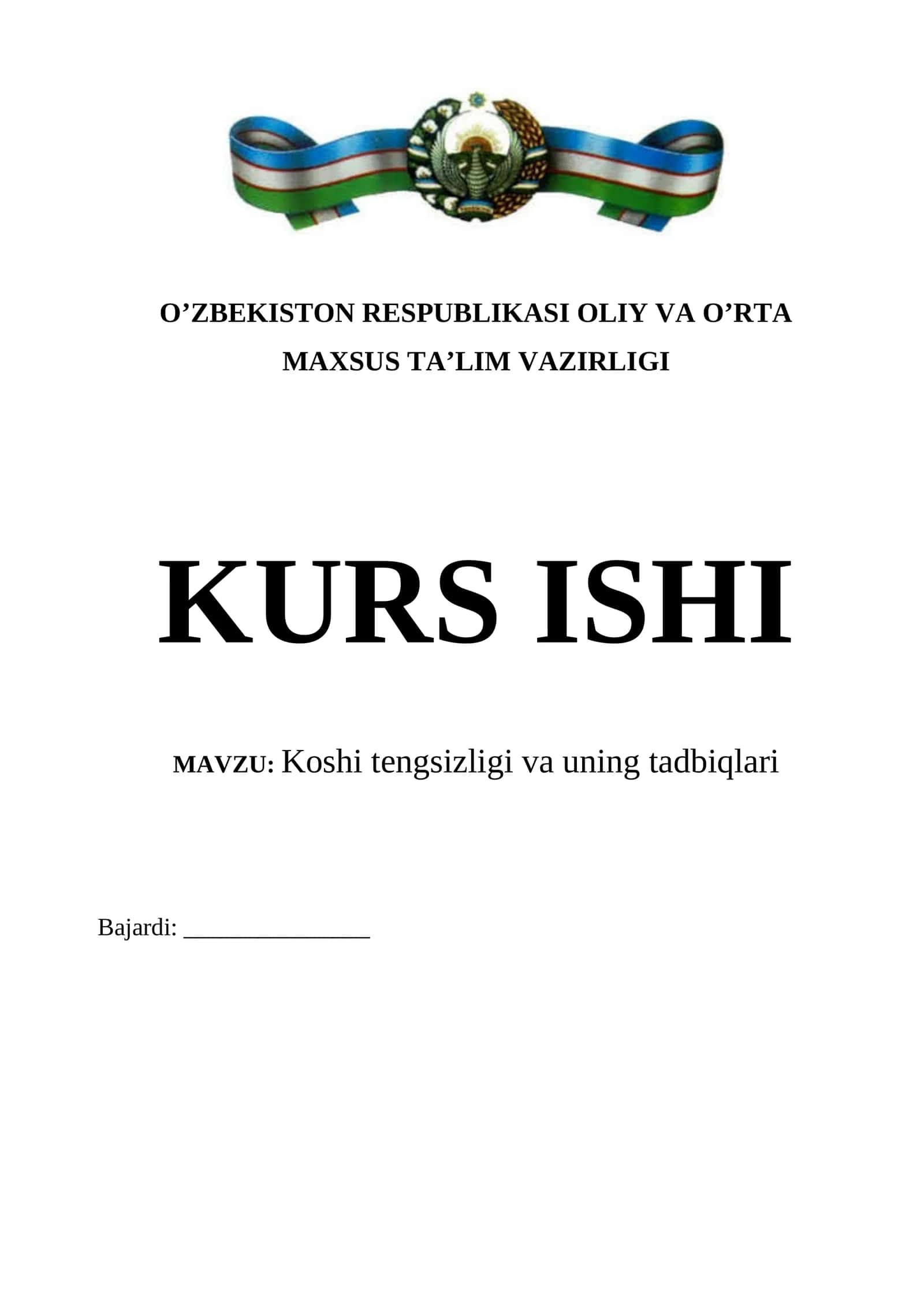 Koshi tengsizligi va uning tadbiqlari 1