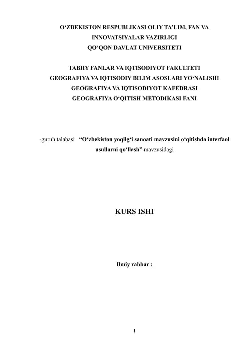 O‘zbekiston yoqilg‘i sanoati mavzusini o‘qitishda interfaol usullarni qo‘llash 1