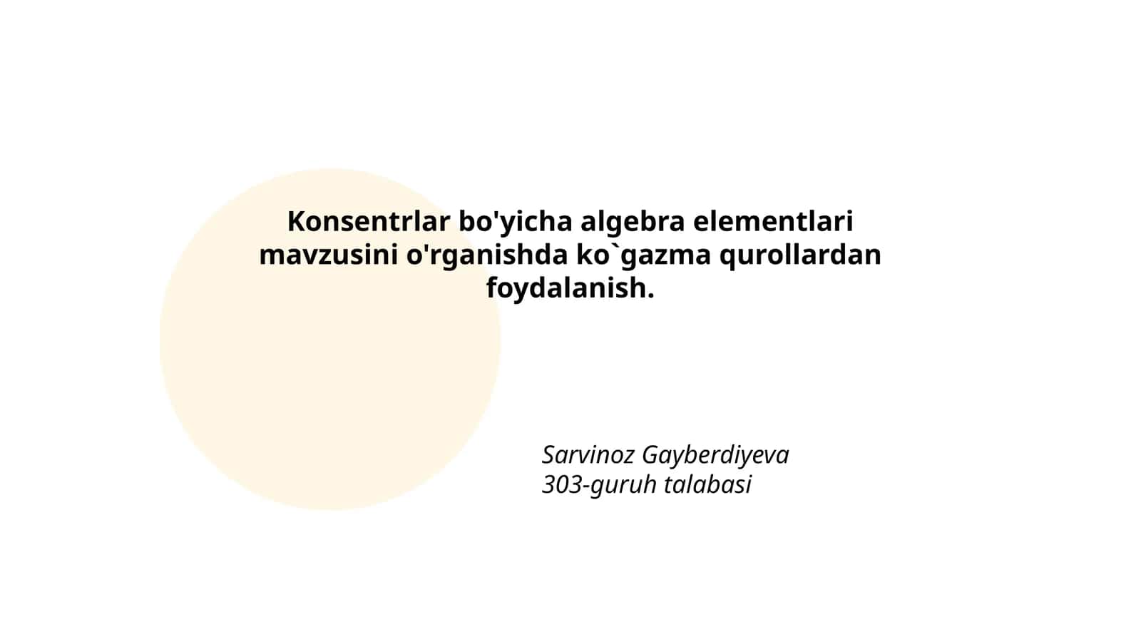 Konsentrlar bo'yicha algebra elementlari 1