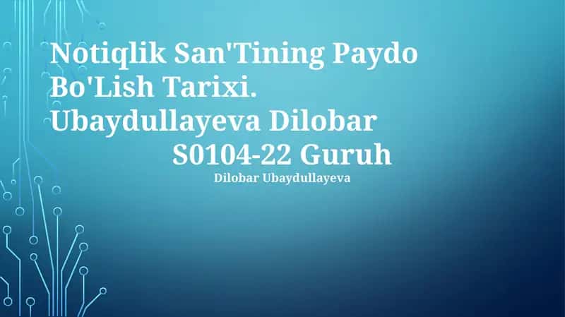 Notiqlik San'Tining Paydo Bo'Lish Tarixi 1