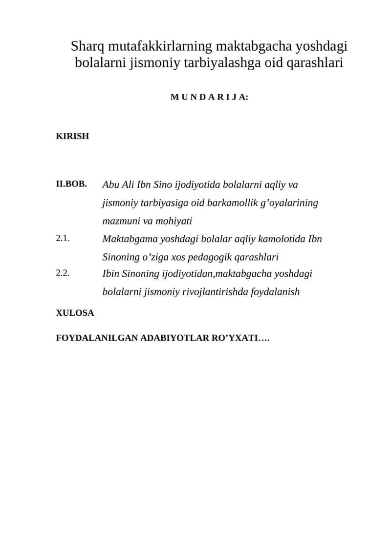 Sharq mutafakkirlarning maktabgacha yoshdagi bolalarni jismoniy tarbiyalashga oid qarashlari 1