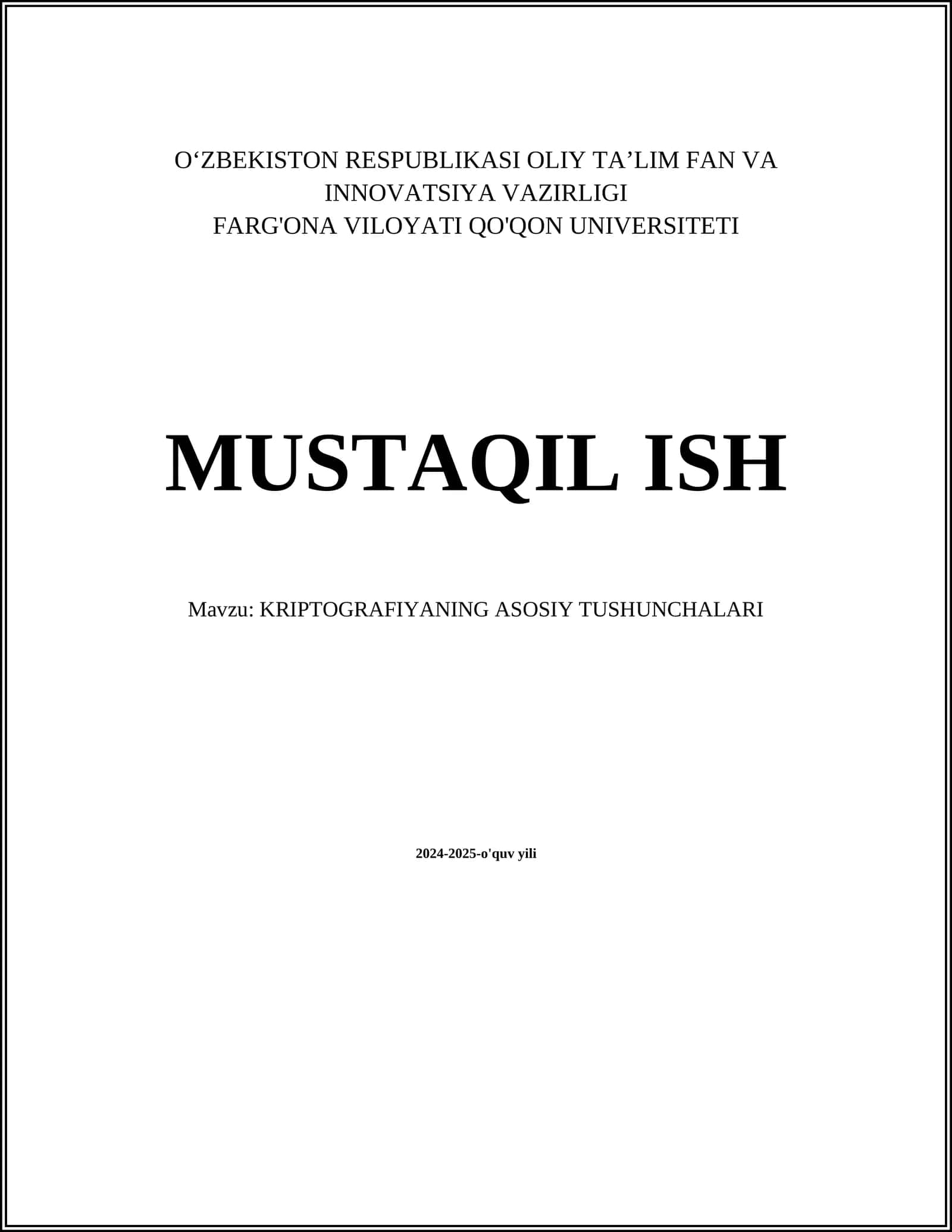 KRIPTOGRAFIYANING ASOSIY TUSHUNCHALARI 1