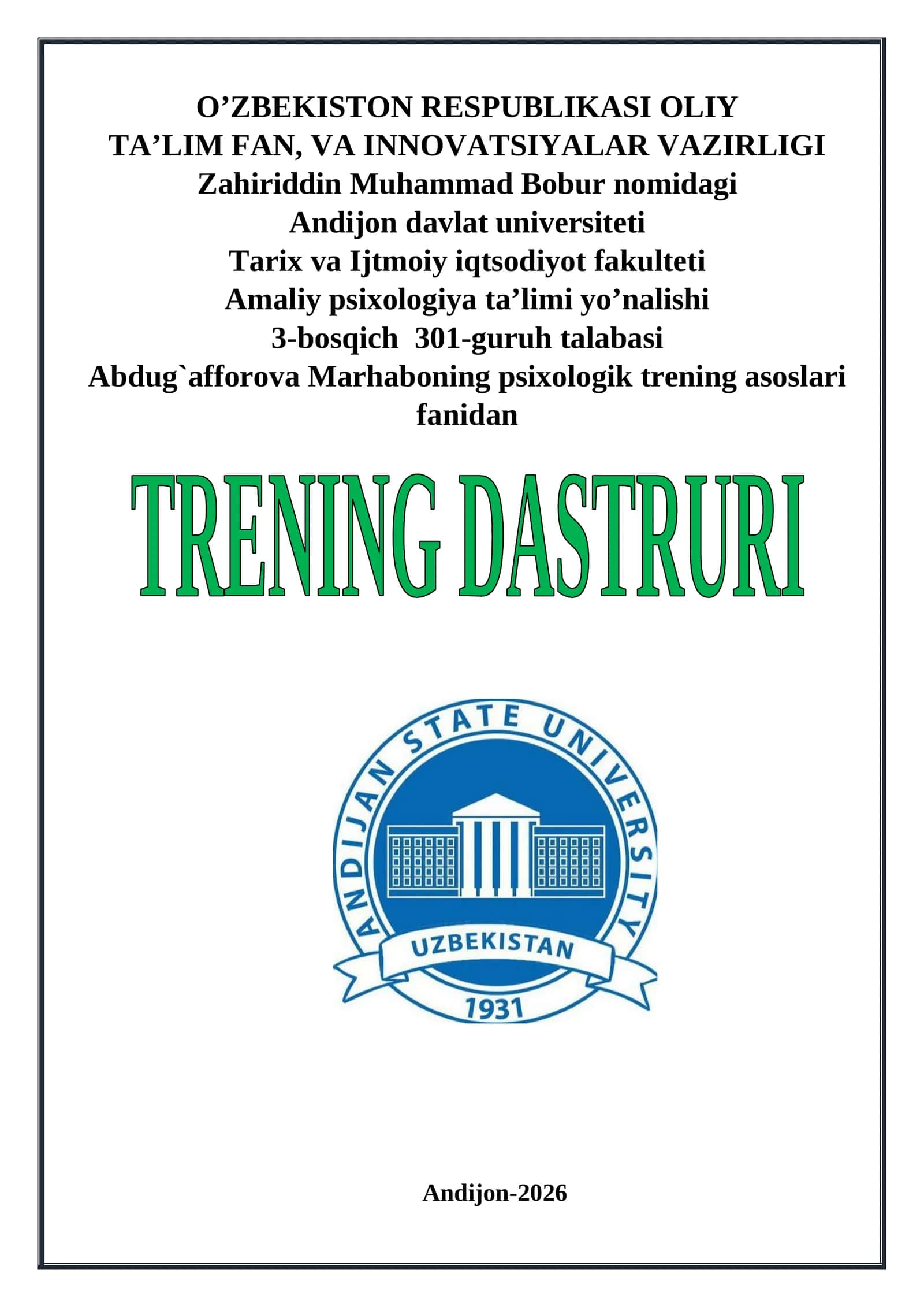 Psixologik trening asoslari 1