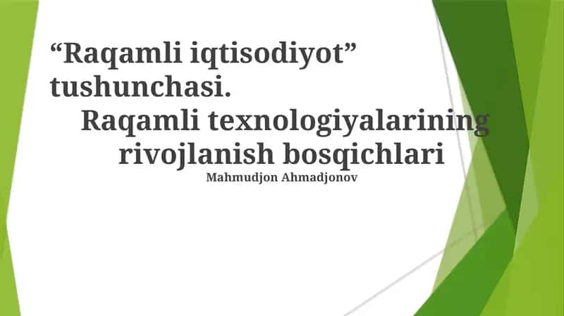 Raqamli iqtisodiyot 1