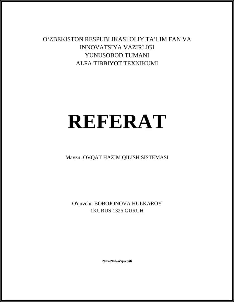 OVQAT HAZIM QILISH SISTEMASI 1