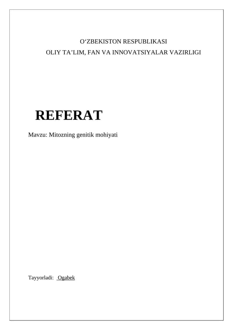 Mitozning genetik mohiyati 1