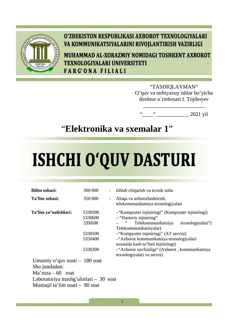 Elektronika va sxemalar 1 1