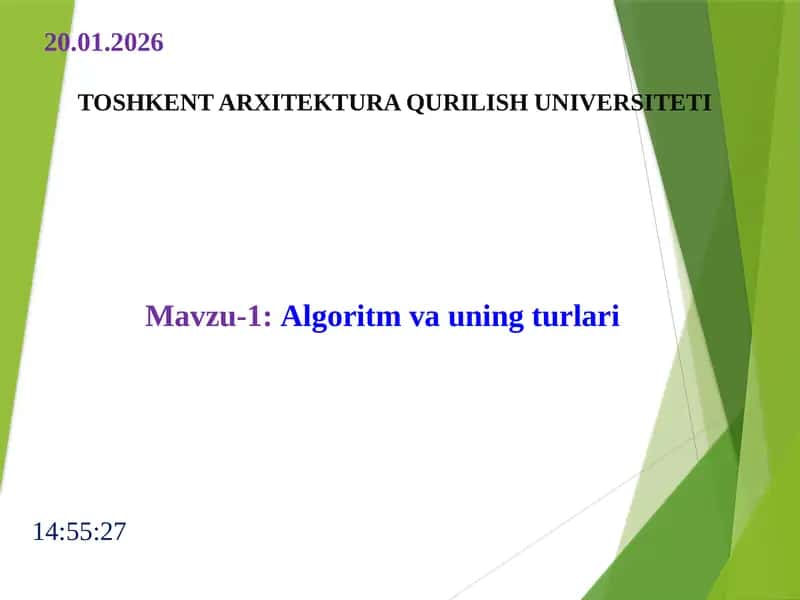 Algoritm va uning turlari 1