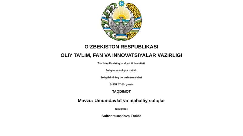 Umumdavlat va mahalliy soliqlar 1
