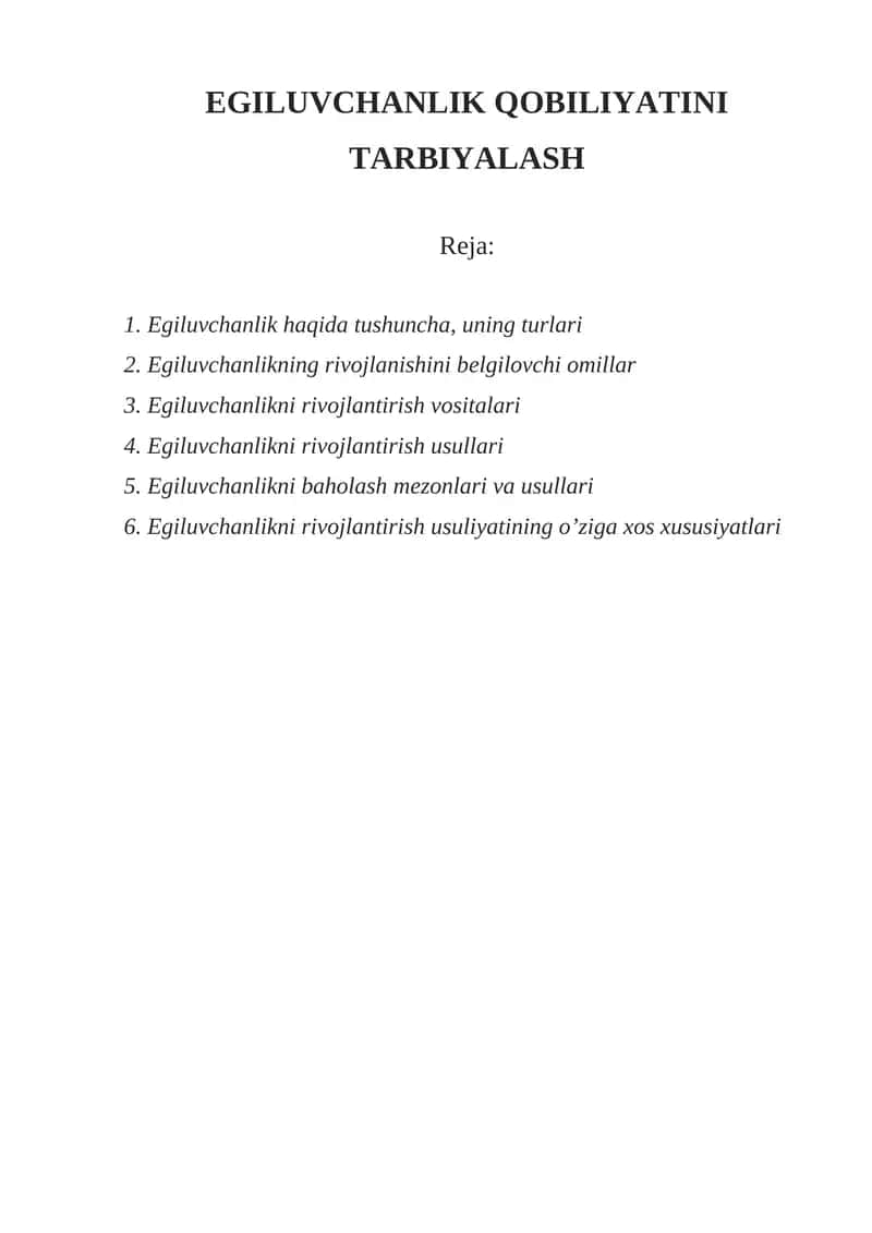 Egiluvchanlik qobiliyatini tarbiyalash 1