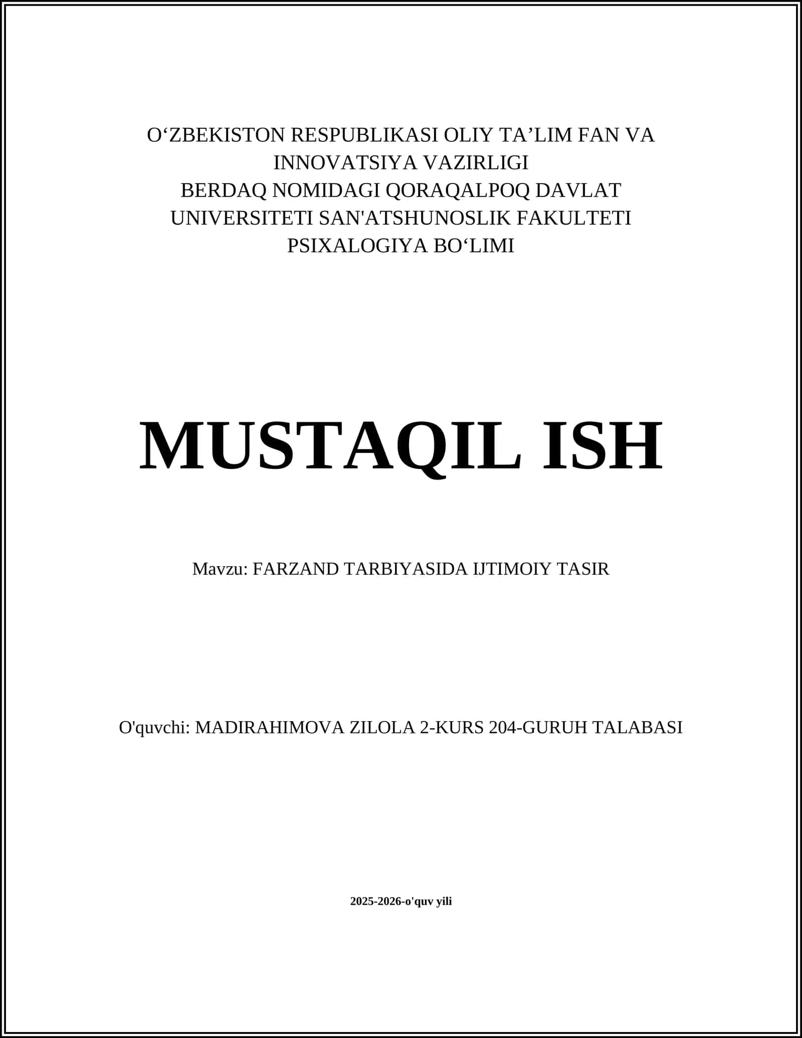FARZAND TARBIYASIDA IJTIMOIY TASIR 1