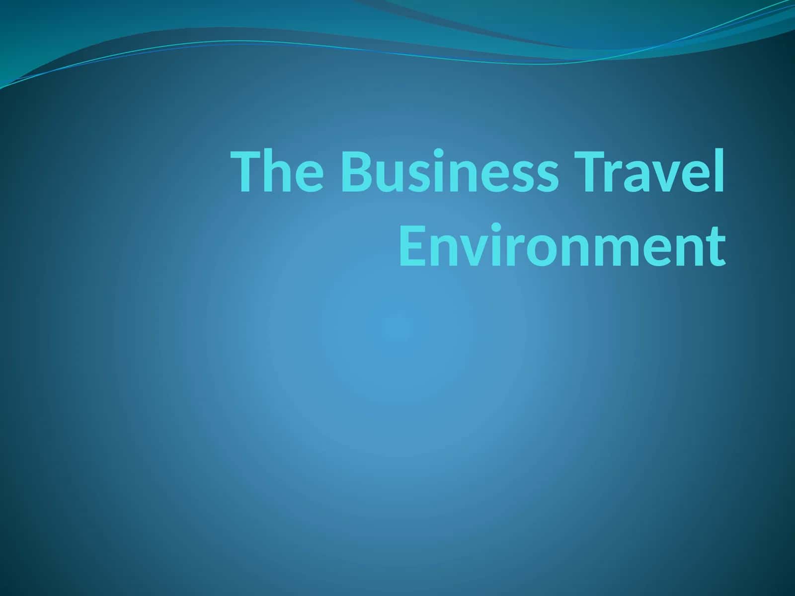 The Business Travel Environment 1