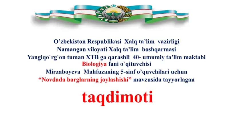 "Novdada barglarning joylashishi" 1