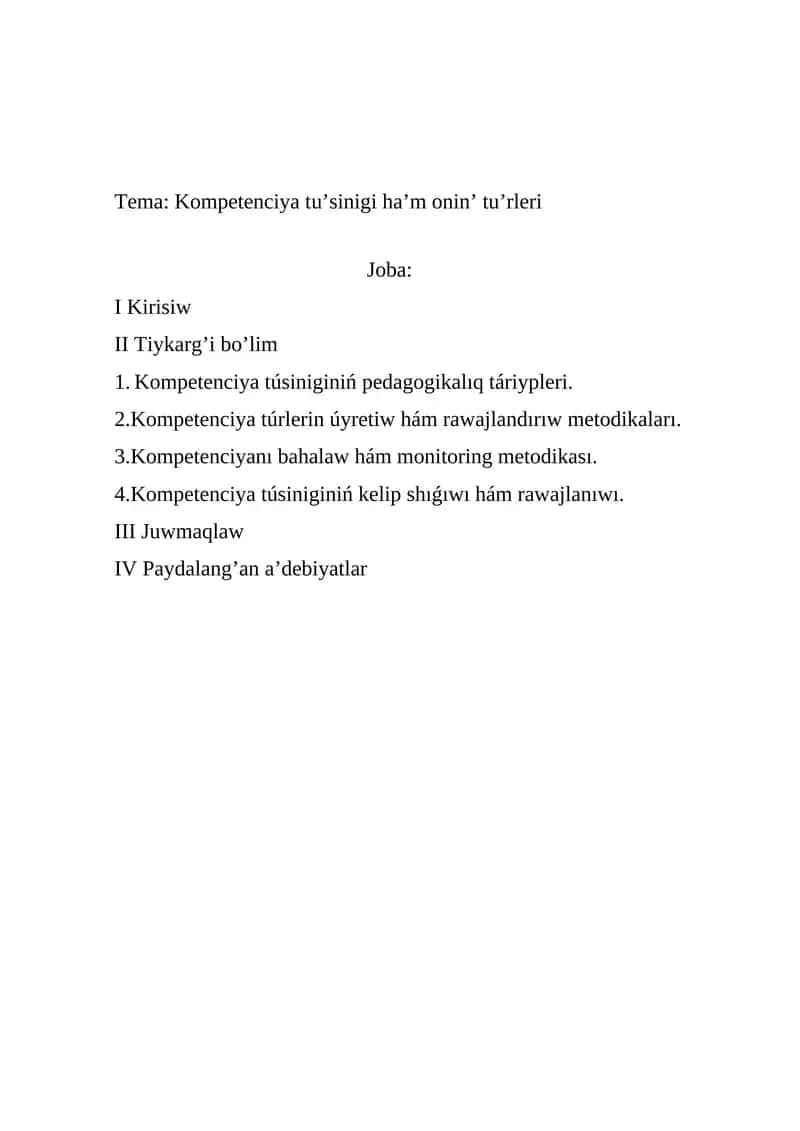 Kompetenciya tu’sinigi ha’m onin’ tu’rleri 1