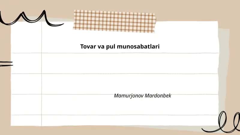 Tovar va pul munosabatlari 1