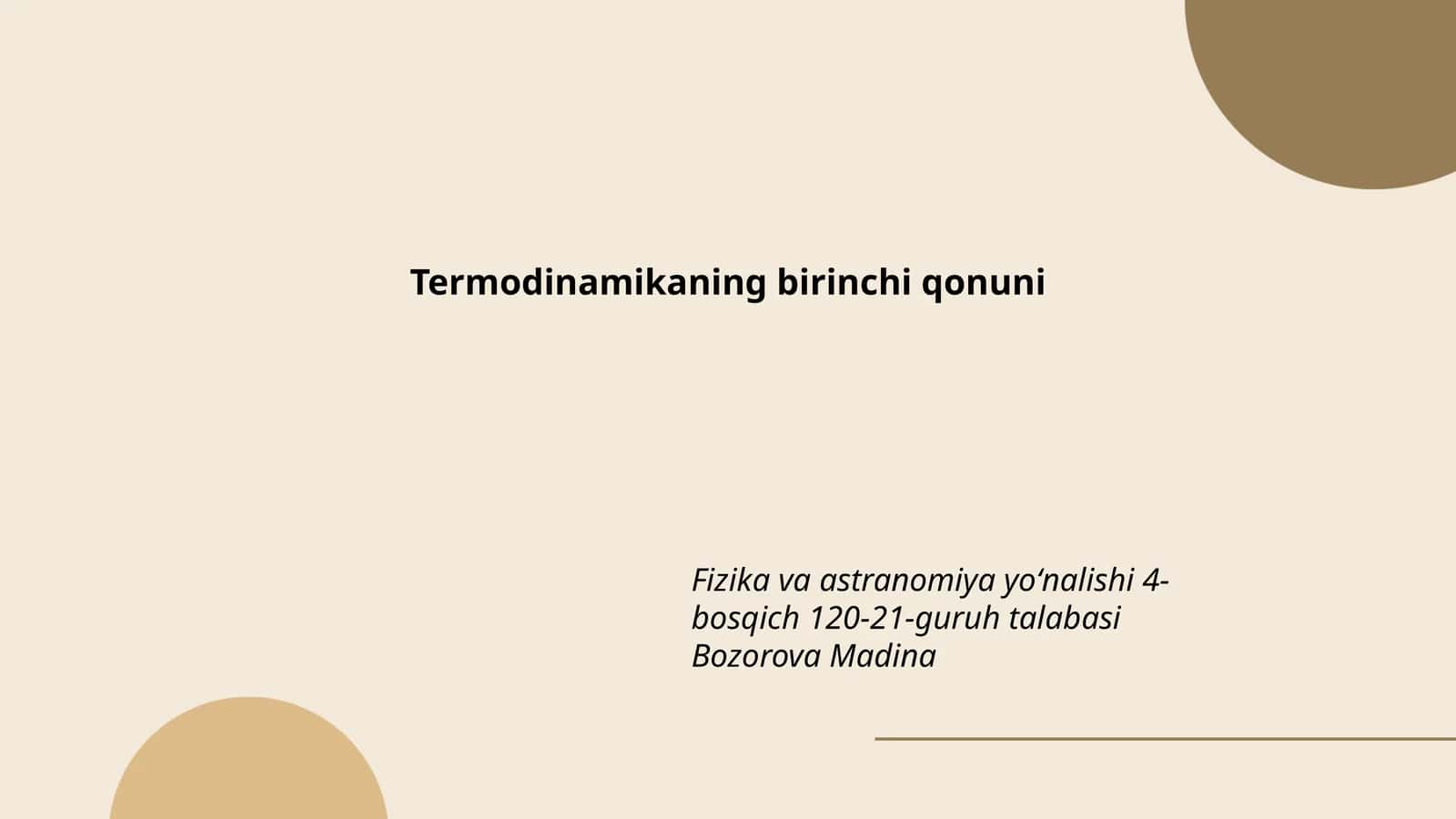 Termodinamikaning birinchi qonuni 1