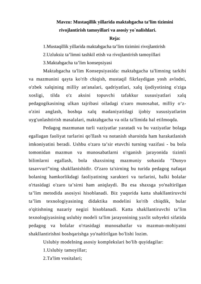Maktabgacha ta'lim Konsepsiyasi 1