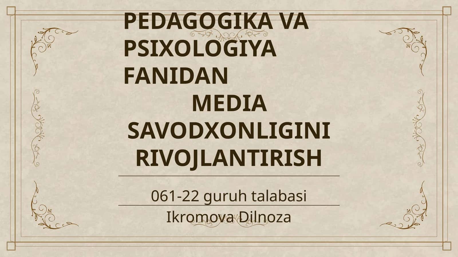 MEDIA SAVODXONLIGINI RIVOJLANTIRISH 1