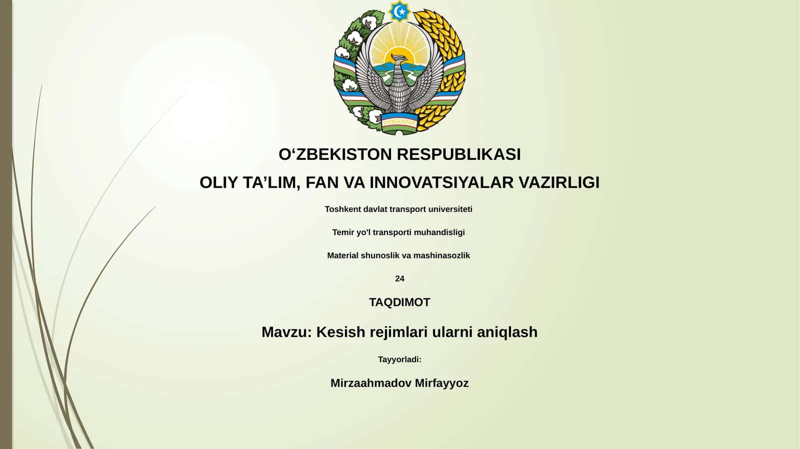 Kesish rejimlari ularni aniqlash 1