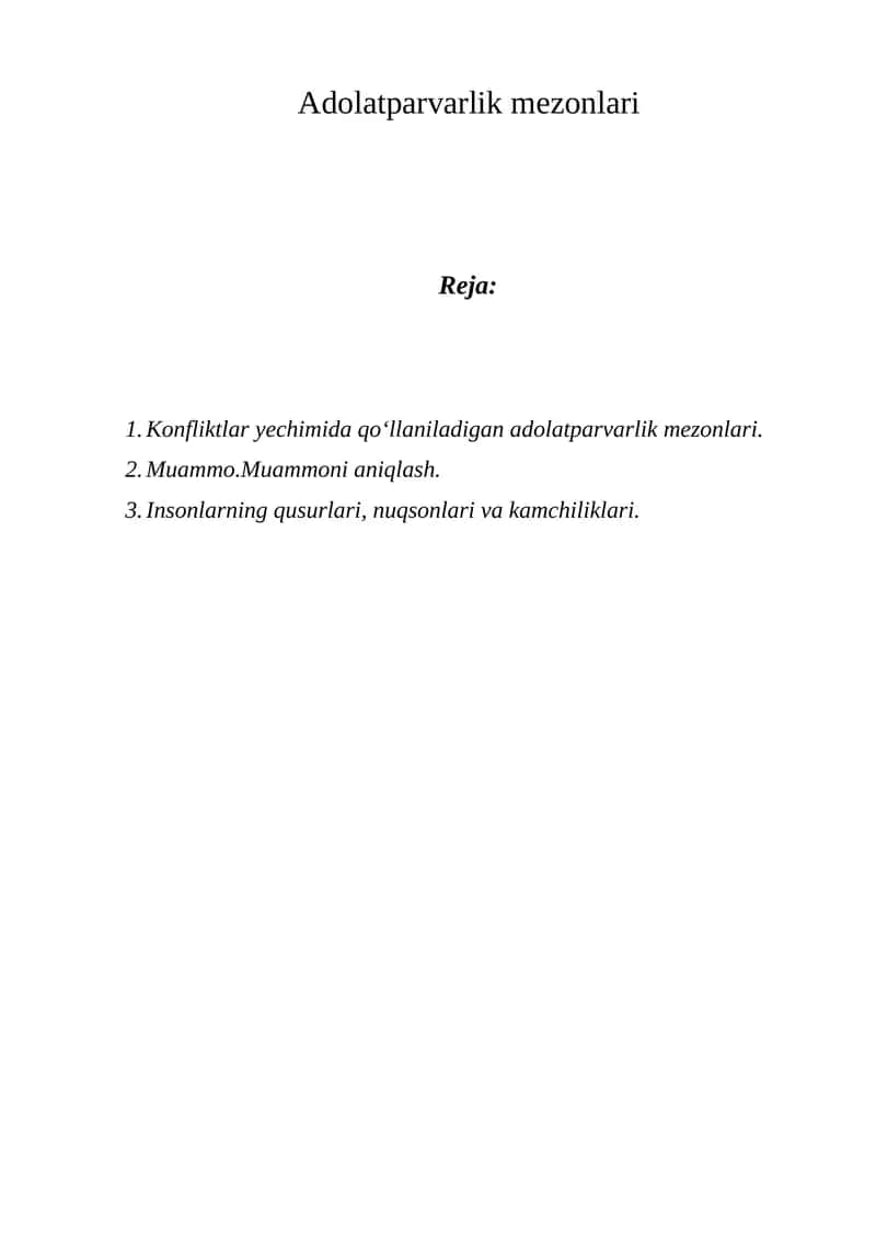 Adolatparvarlik mezonlari 1