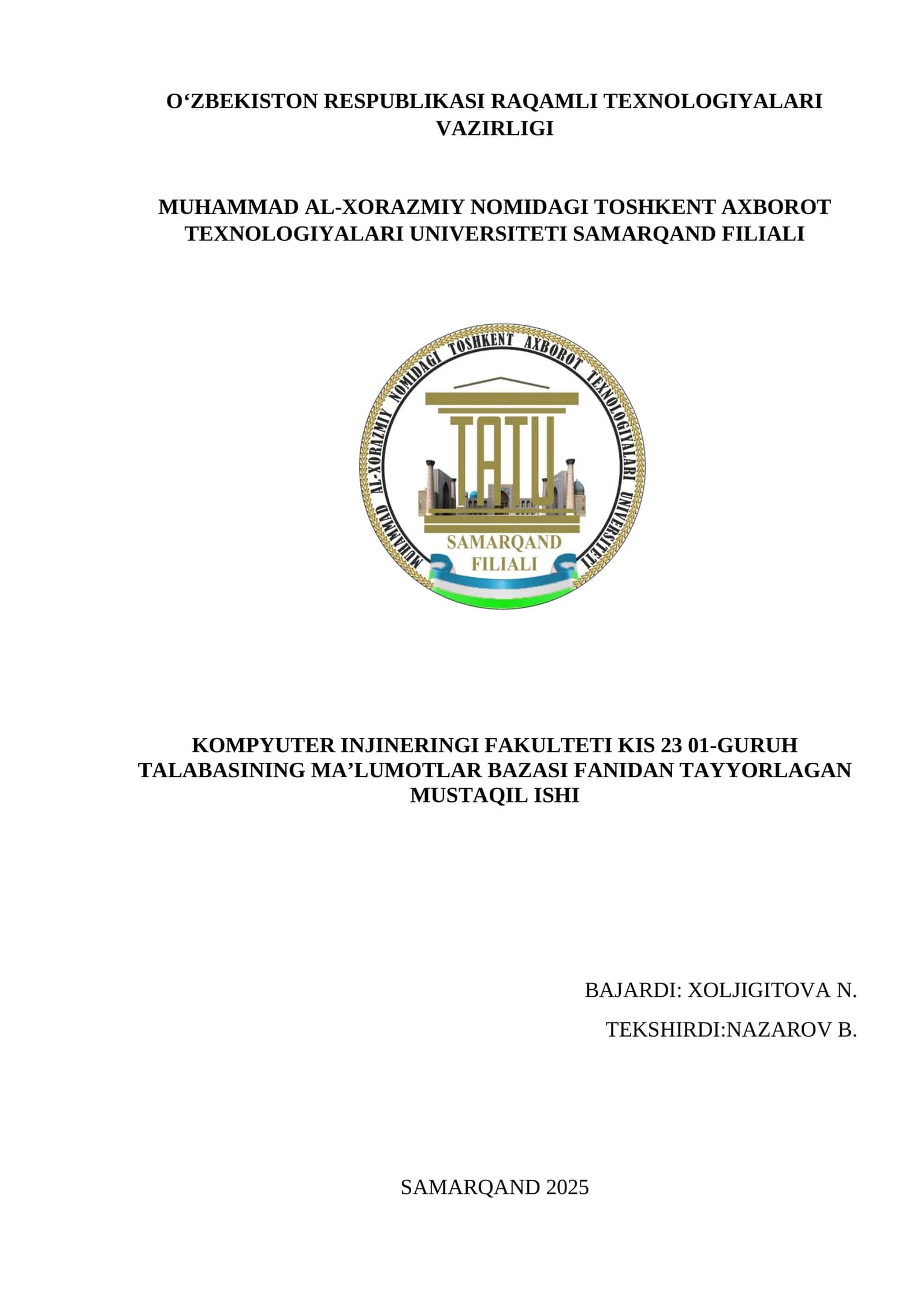 Bir nechta standart so‘zlar bilan ma'ruza 1