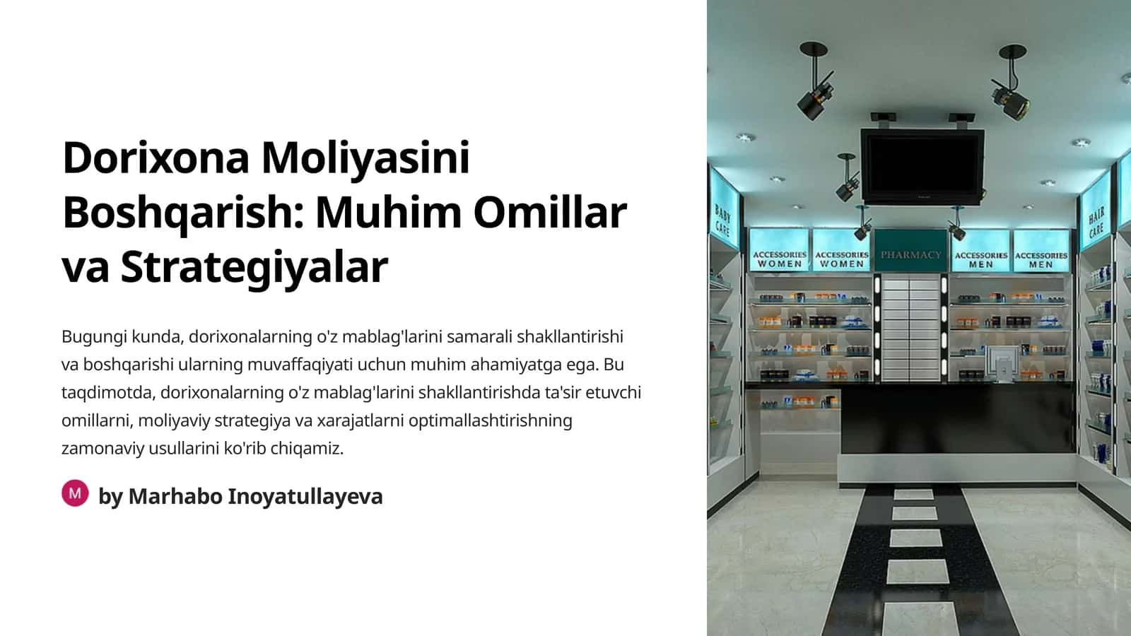 Dorixona Moliyasini Boshqarish: Muhim Omillar va Strategiyalar 1