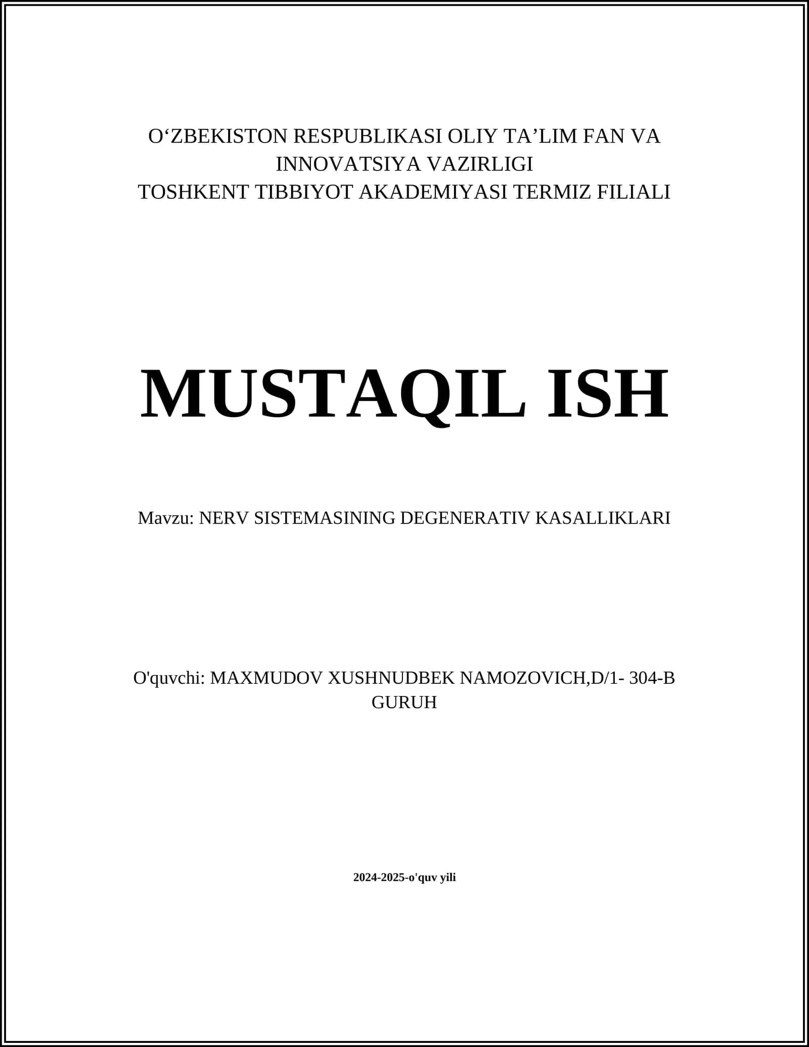NERV SISTEMASINING DEGENERATIV KASALLIKLARI 1