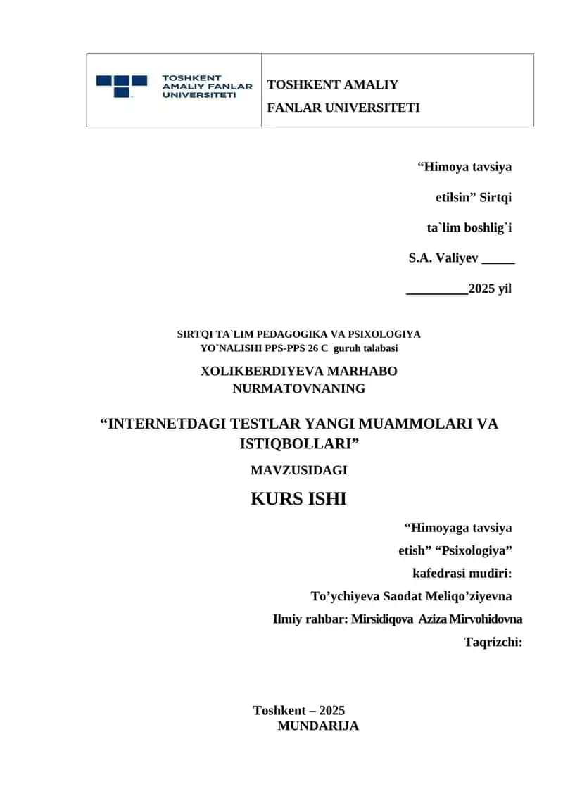 INTERNETDAGI TESTLAR YANGI MUAMMOLARI VA ISTIQBOLLARI 1