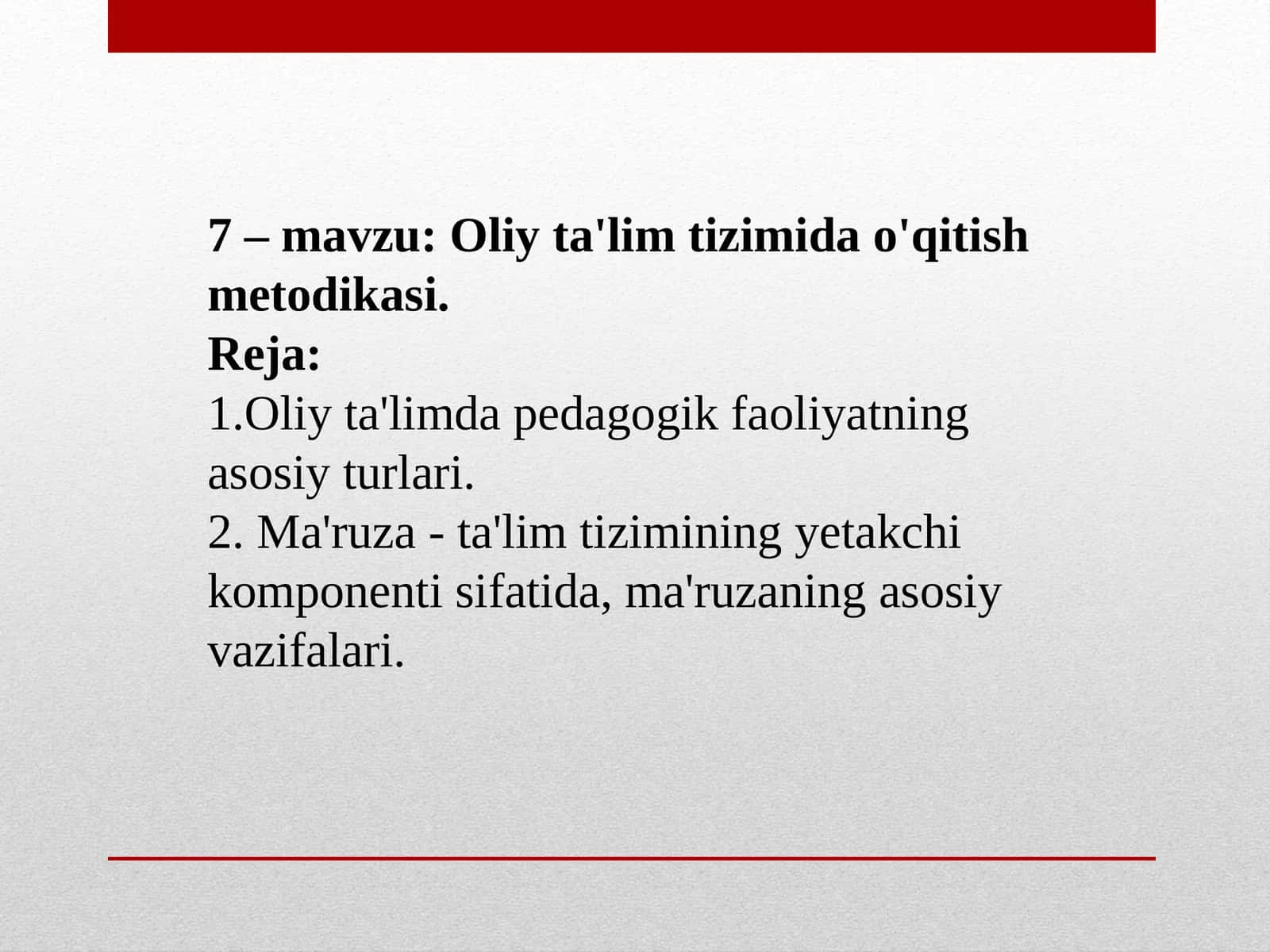 Oliy ta'lim tizimi darslari 1