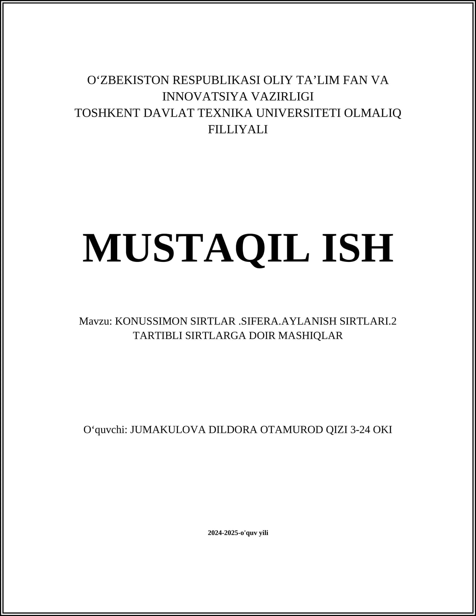 Konusshakl sirtlar nazariyasi 1