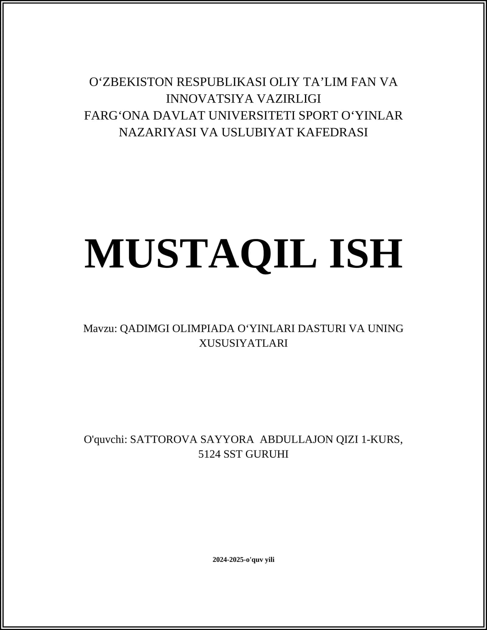 QADIMGI OLIMPIADA OʻYINLARI DASTURI VA UNING XUSUSIYATLARI 1