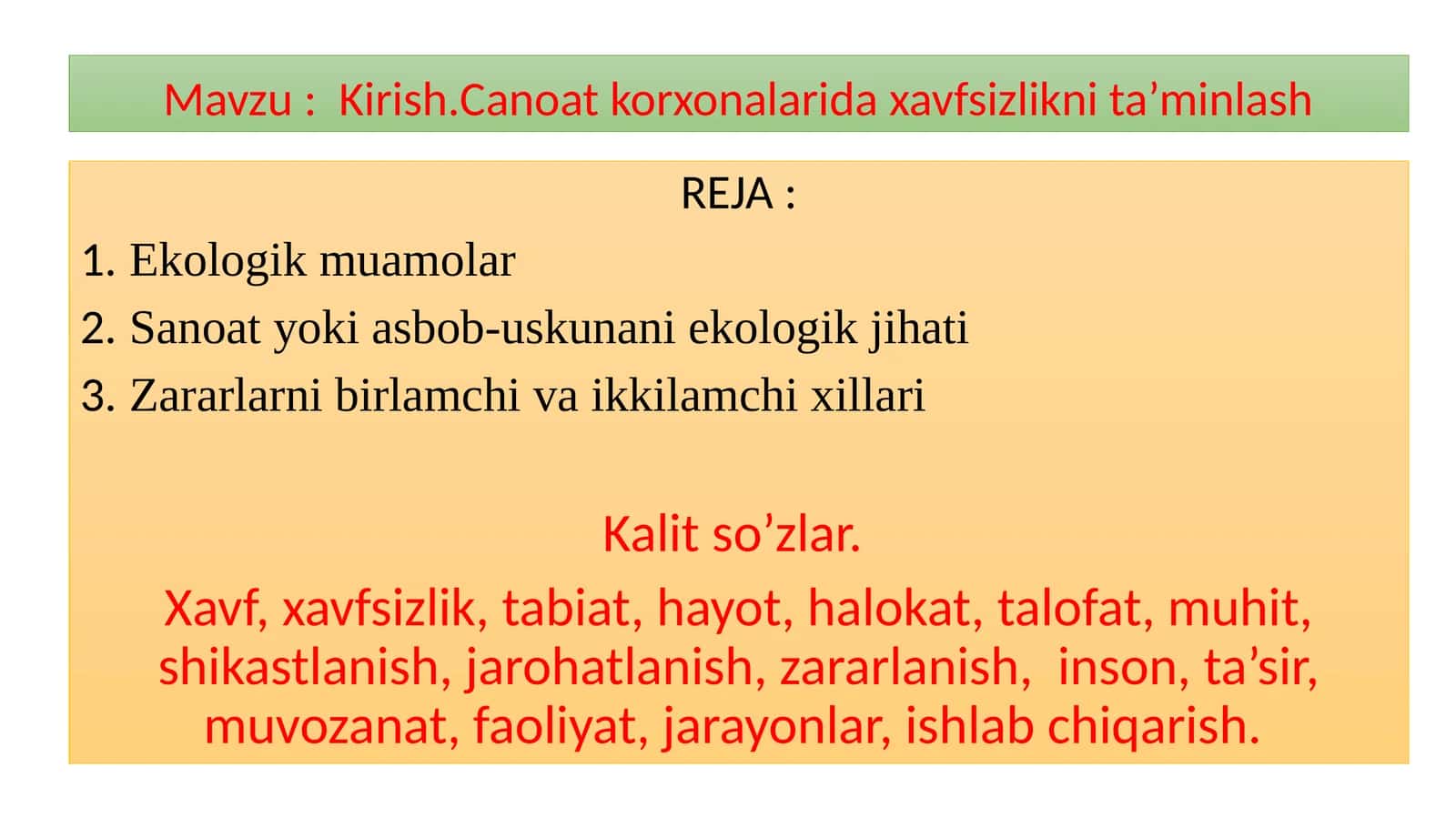 Sanoatkorxonalarida xavfsizlikni ta’minlash 1