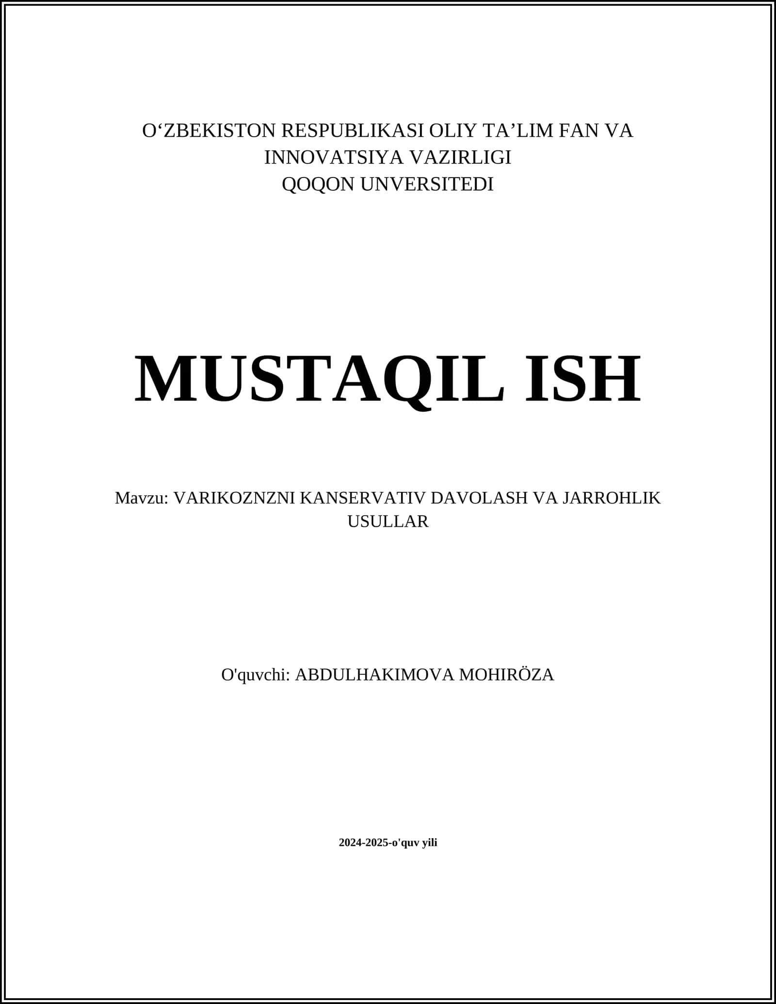 VARIKOZNZNI KANSERVATIV DAVOLASH VA JARROHLIK USULLAR 1