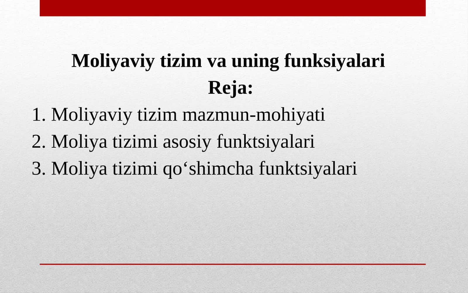 Moliyaviy tizim va uning funksiyalari 1
