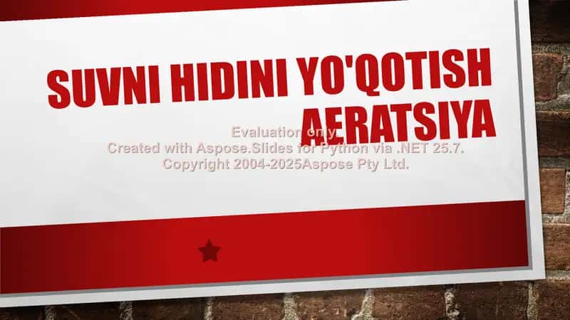 Suvni hidini yo'qotish aeratsiya 1