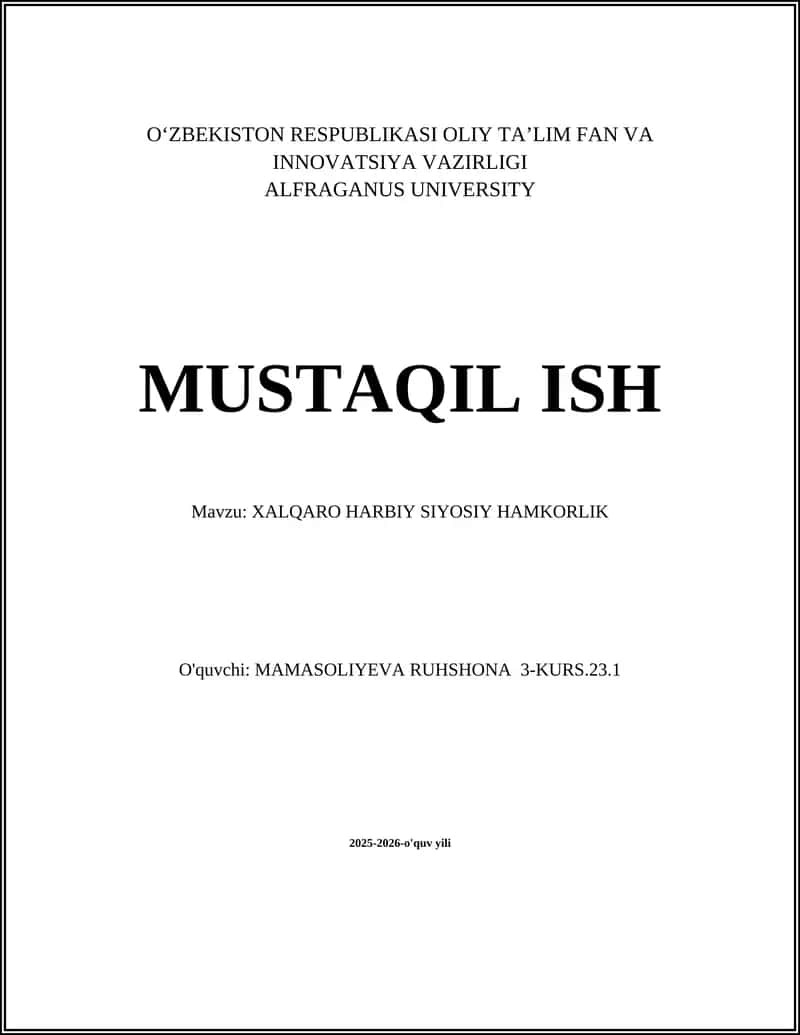 XALQARO HARBIY SIYOSIY HAMKORLIK 1
