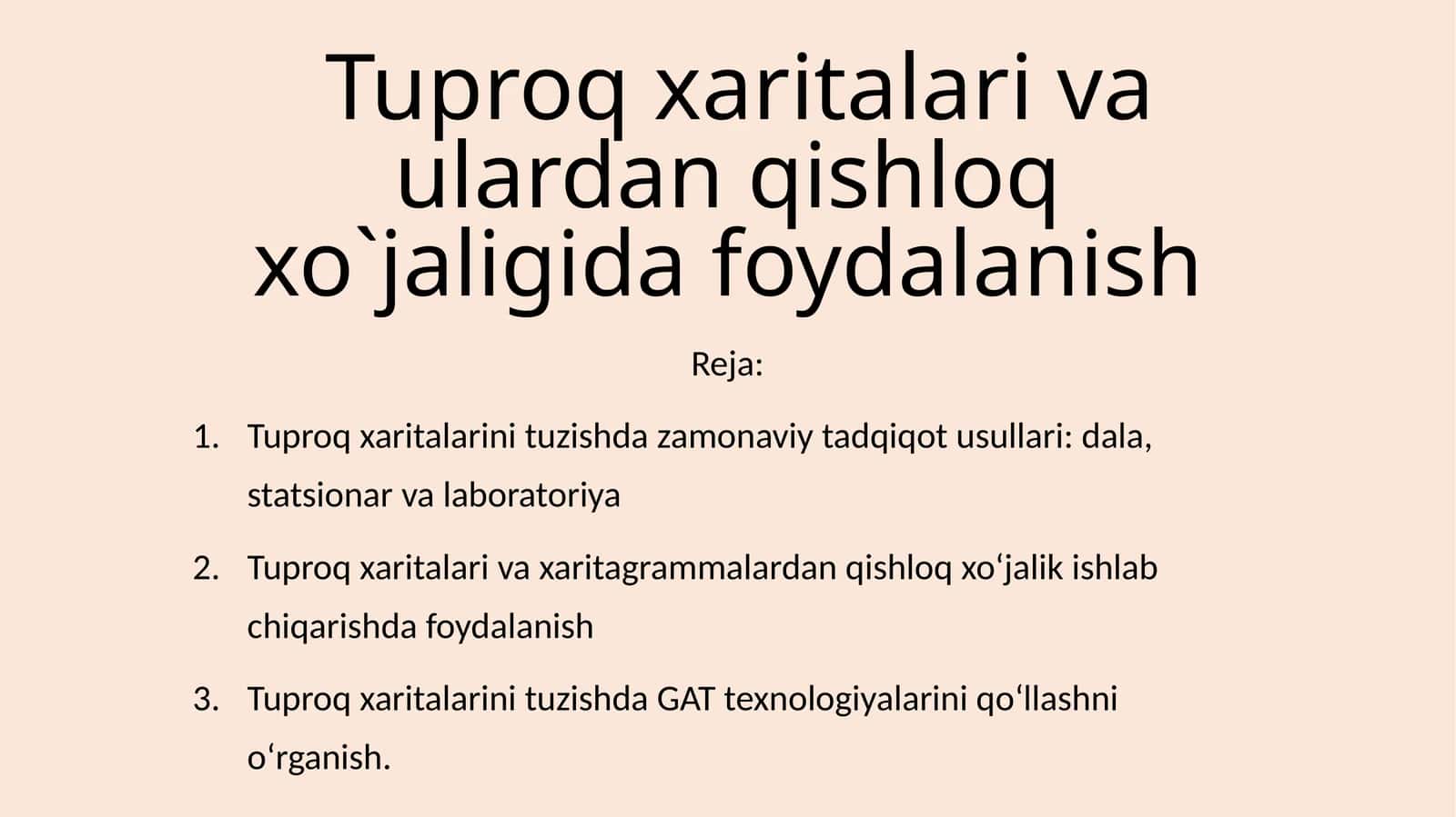 Tuproq xaritalari va ulardan qishloq xo`jaligida foydalanish 1
