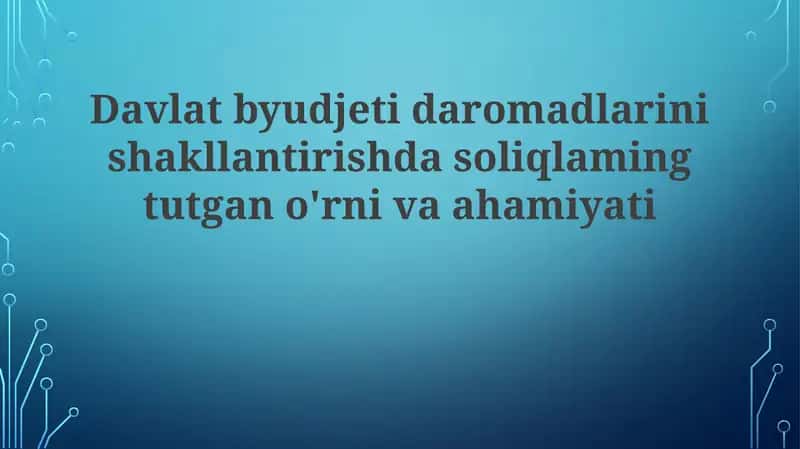 Soliqlar va Davlat Byudjeti 1