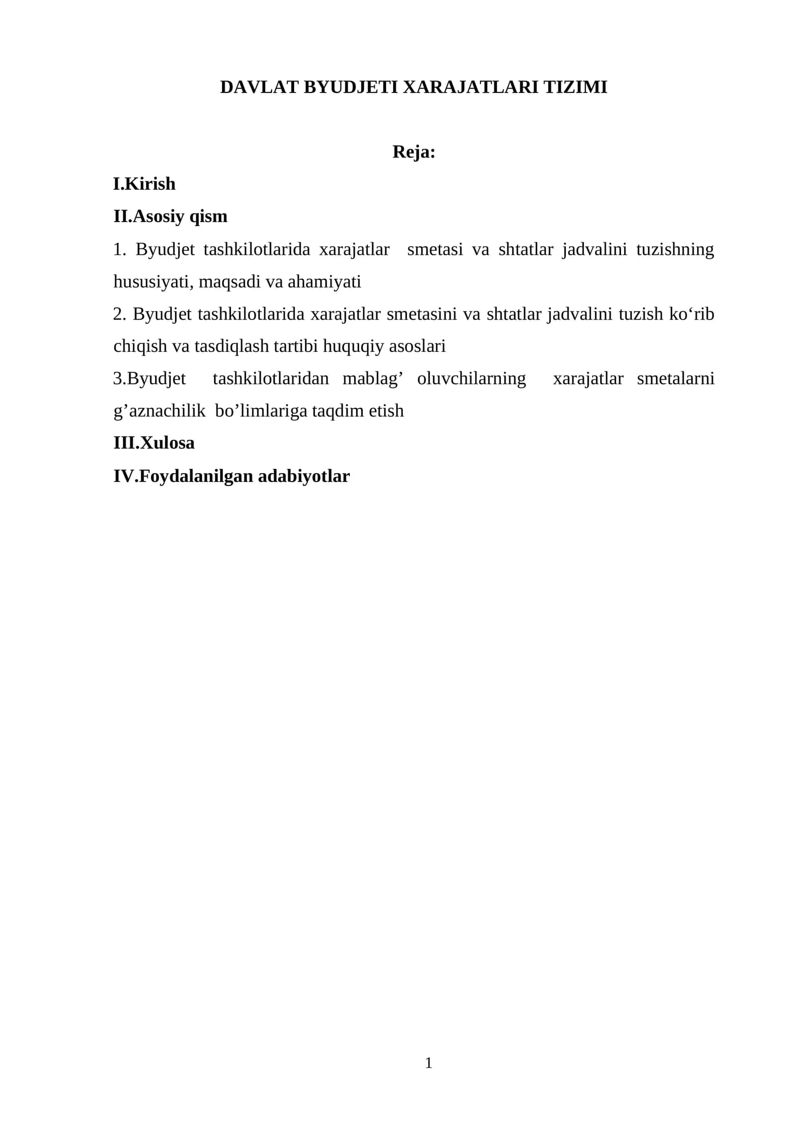 DAVLAT BYUDJETI XARAJATLARI TIZIMI 1