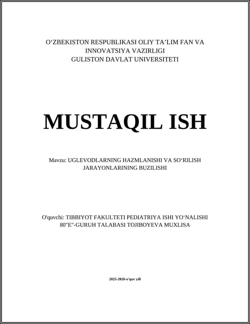 Uglevodlarning hazm va soʻrilish jarayonlari 1