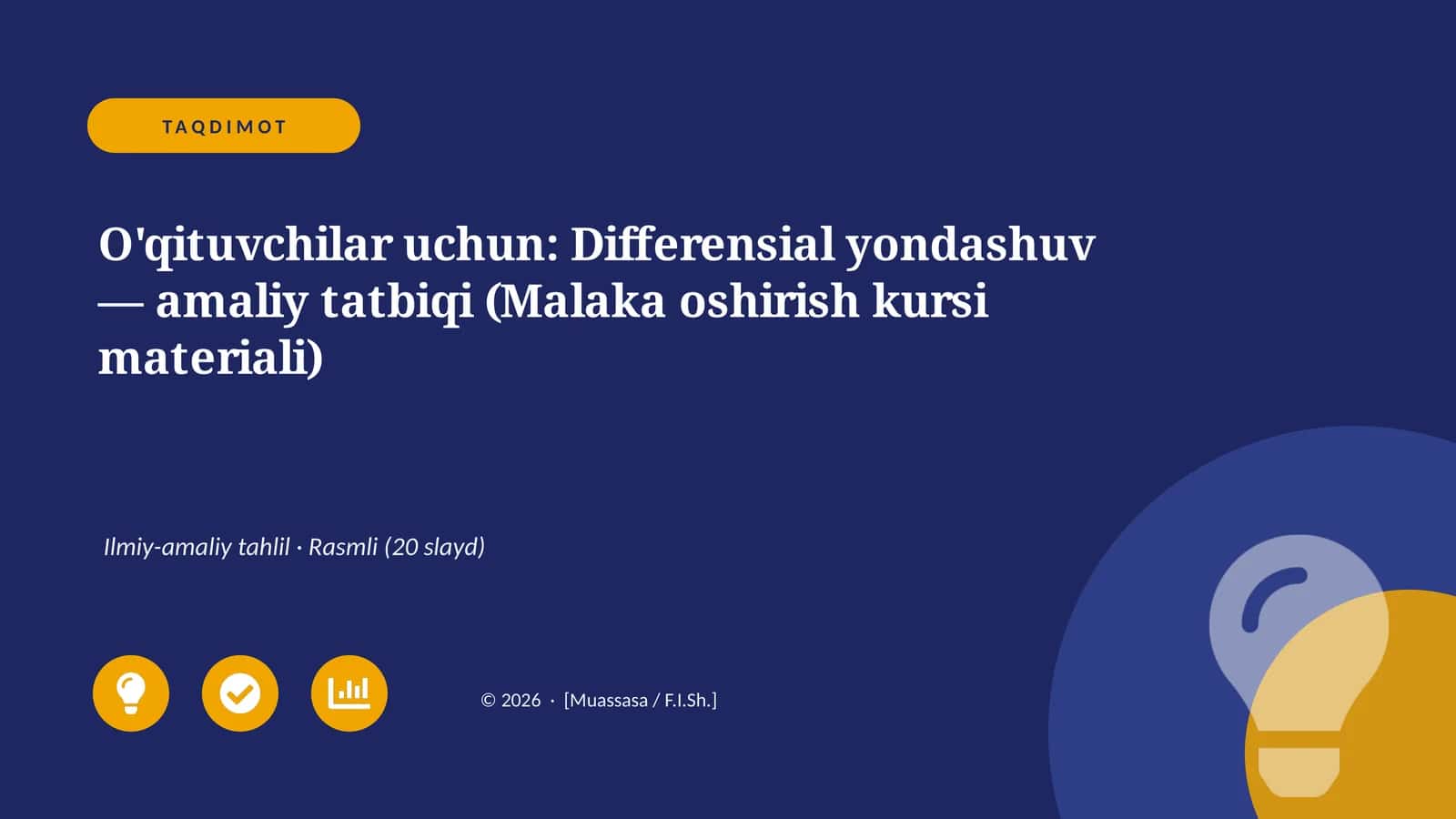 Differensial yondashuv — amaliy tatbiqi (Malaka oshirish kursi materiali) 1