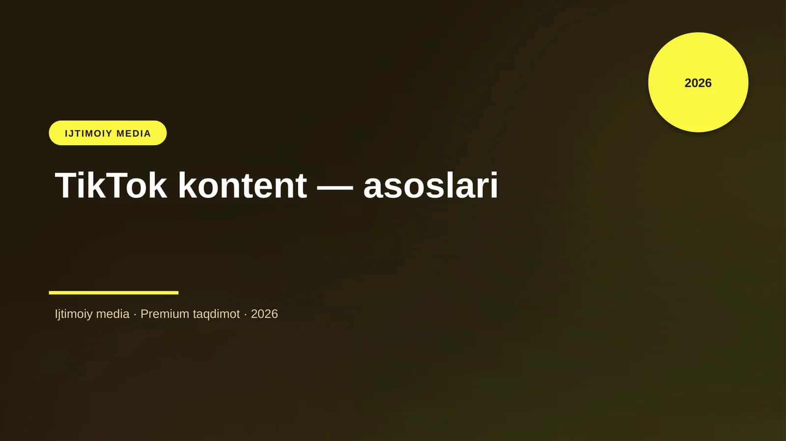 TikTok kontent — asoslari 1