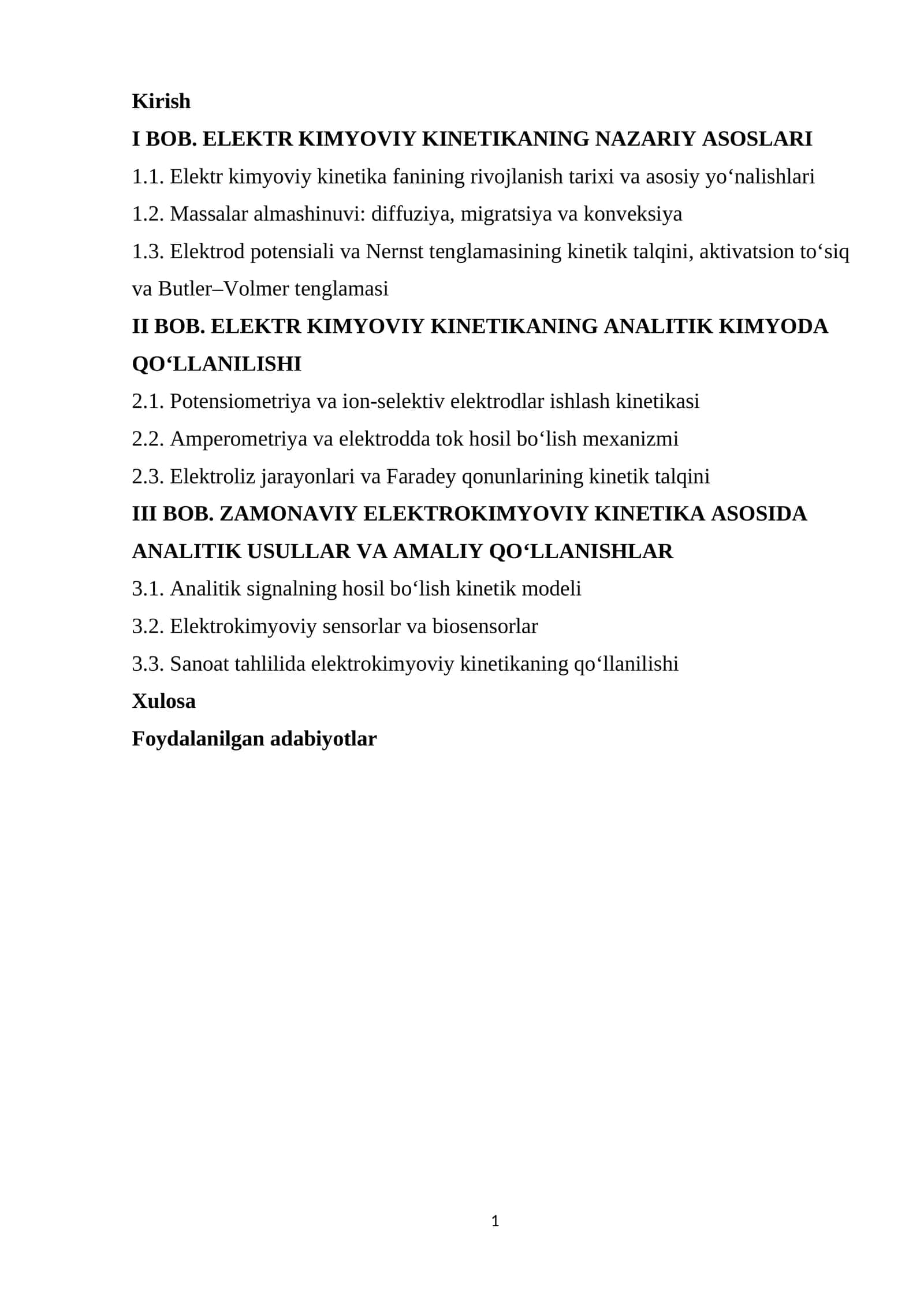 BOB. ELEKTR KIMYOVIY KINETIKANING NAZARIY ASOSLARI 1