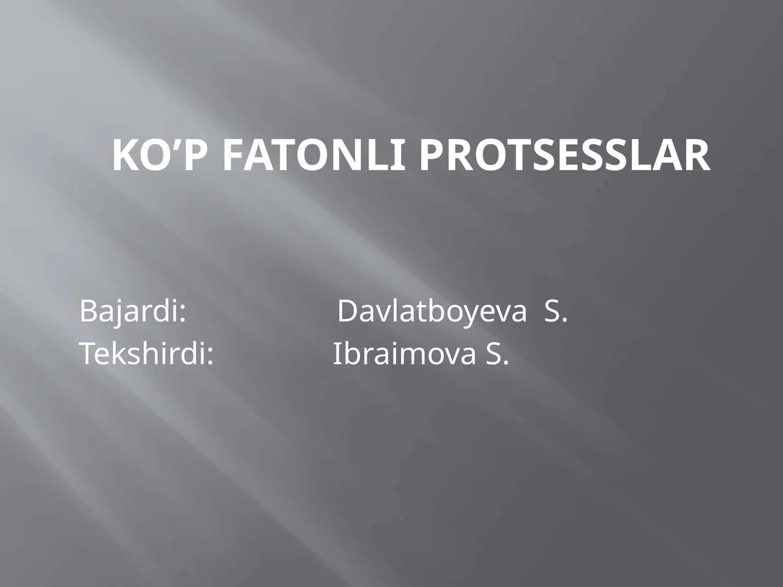 Ko’p Fatonli protsesslar 1